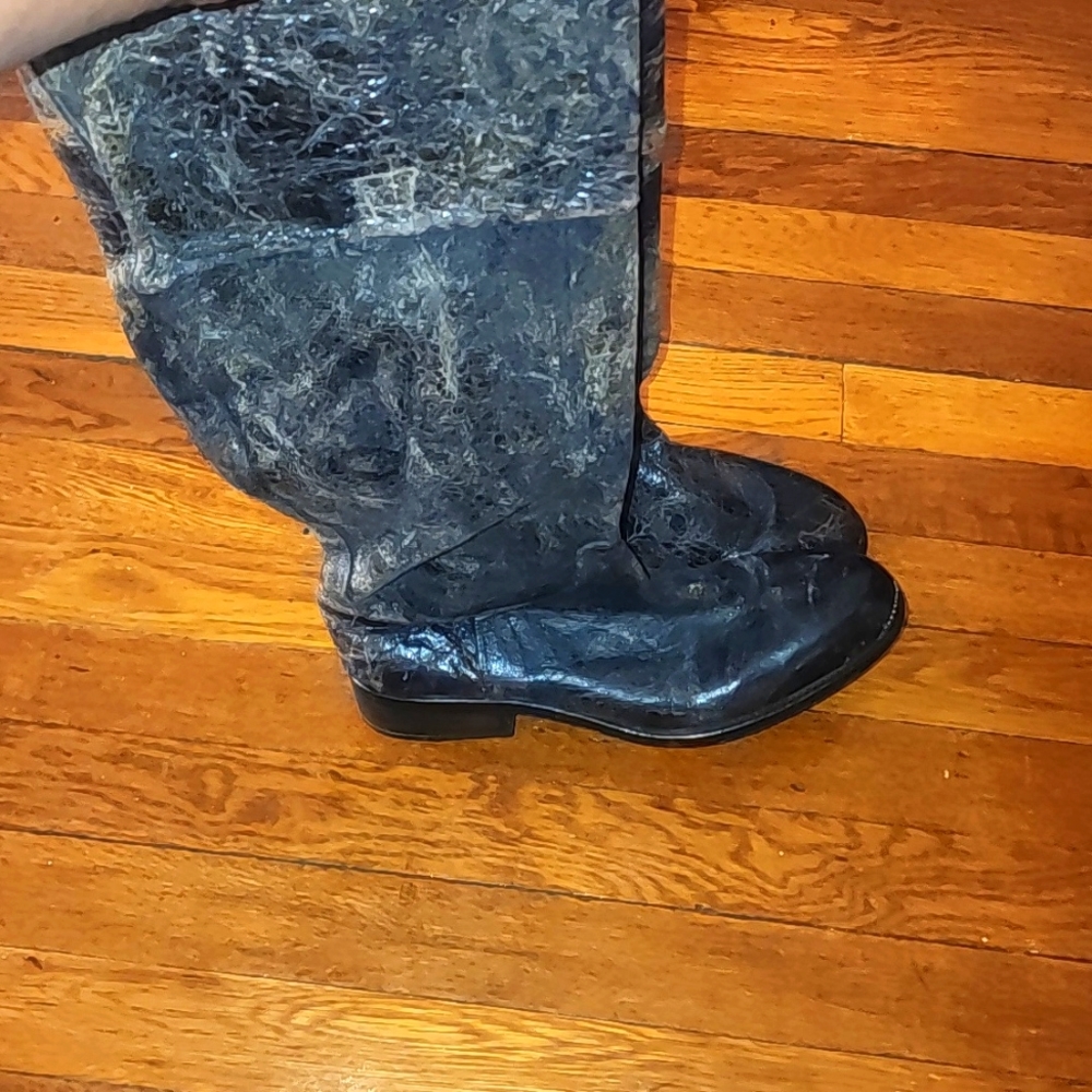 Steven By Steve Madden "reins" Grey / Brown Leather Distressed Knee High - Picture 5 of 8